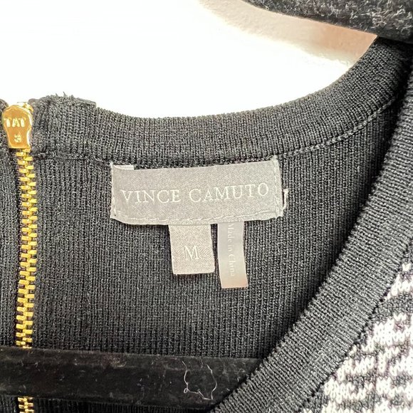 Vince Camuto Checked Shift Black/White Midi Dress - Picture 3 of 5
